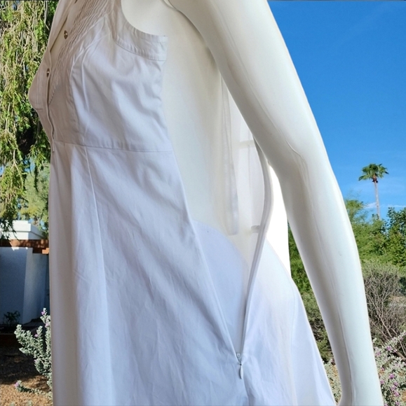 TED BAKER Raii Sleeveless Shirtdress 1 XS 4 White Cotton Dress Pleated Bib - Picture 7 of 15